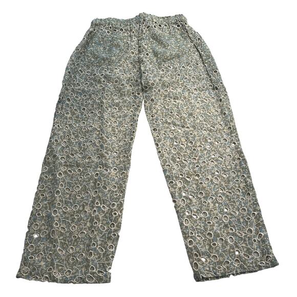 M1-12 SUNDAY ST. TROPEZ Women's Pants Floral Mesh Green/Blue Size M - Picture 2 of 6